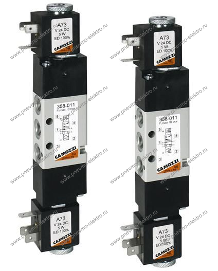 Распределитель CAMOZZI 338D-015-02 3/2-1/8 сдвоенный электро-пневматический