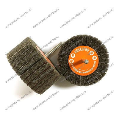 Щетка лепестковая комби RoxelPro ROXTOP Р80+Medium на шпинделе 80*40*6мм (135856)