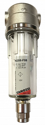 Фильтр N208-F08 Camozzi 1/8, 25мкм, слив конденсата 1/8, ДУ 3 мм.