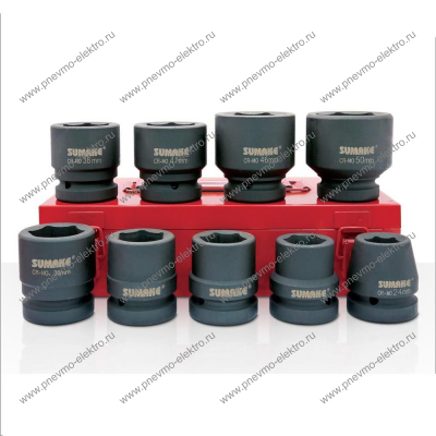 Набор ударных головок SUMAKE, 9 шт, SIS-8803, 1"- 24,27,30,32,35,38,41,46,50