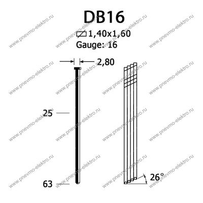 Гвозди DB16/64 galv, Omer   (2.5 / 20 тыс.шт.)