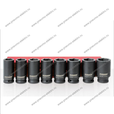 Набор ударных головок SUMAKE, 8 шт. SIS-6601, удлиненные, 3/4"-26,27,29,30,32,35,36,38