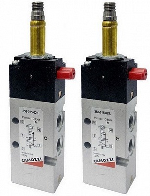 Распределитель CAMOZZI 358-015-02IL электро-пневматический, двусторонний, ручное дублирование
