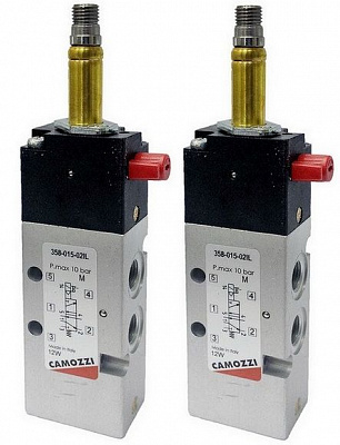 Распределитель CAMOZZI 358-016-02IL электро-пневматический, двусторонний, ручное дублирование