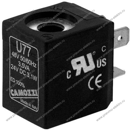 Соленоид CAMOZZI U77 DC 24V 3,1W  48V 50/60 Hz 3.8 VA