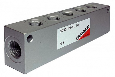 Коллектор односторонний CAMOZZI 3053-1/4-5L-1/8 5отв.